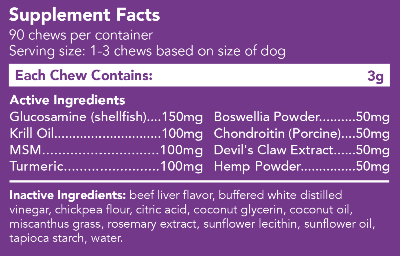 Mokai Joint Restore Supplement Facts