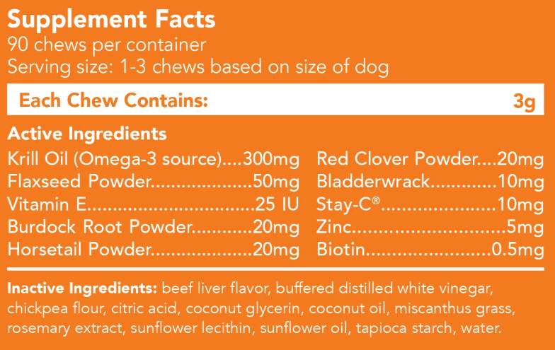 Mokai Primal Omega Supplement facts