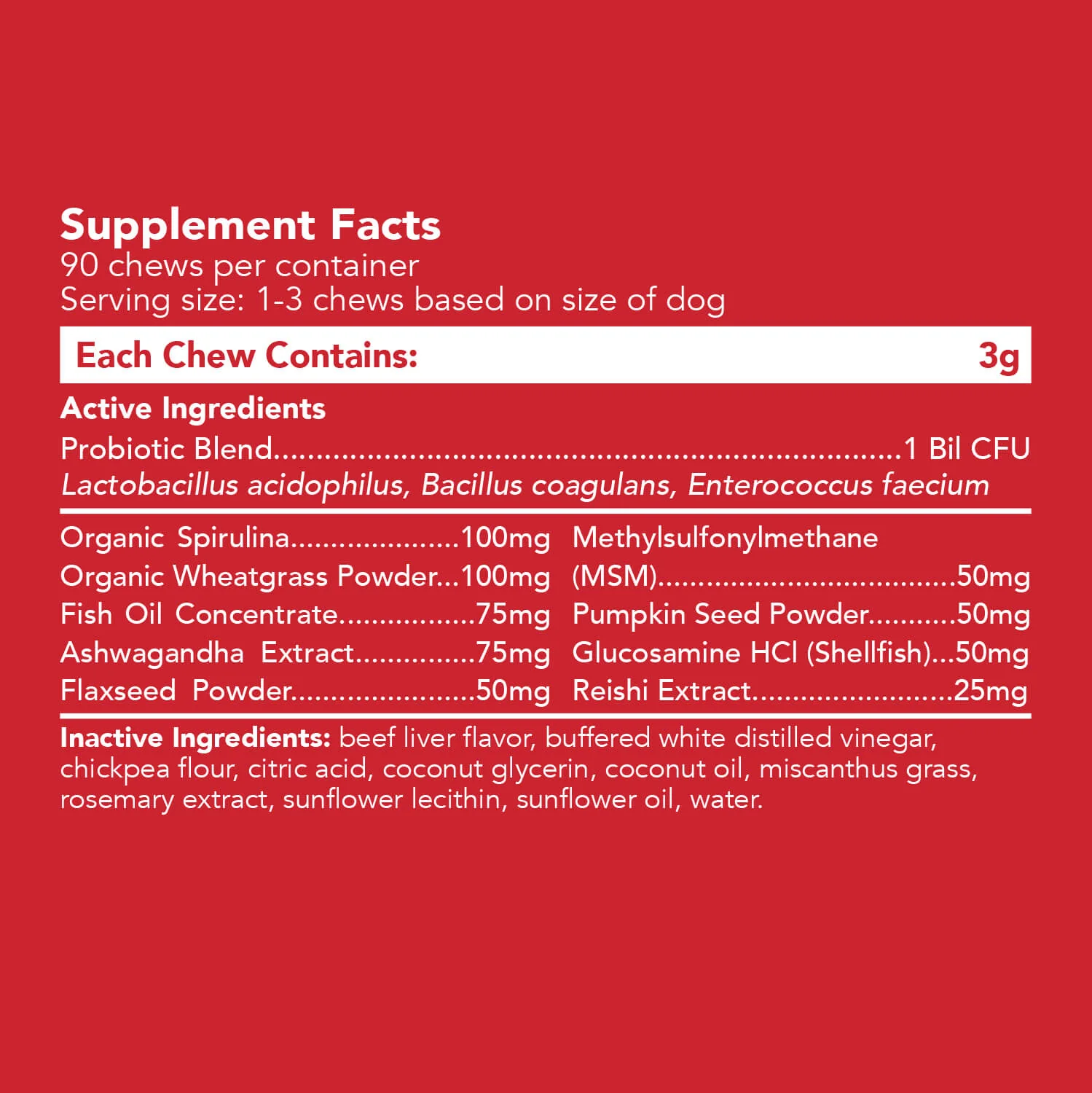 Mokai Vital Probiotic supplements facts